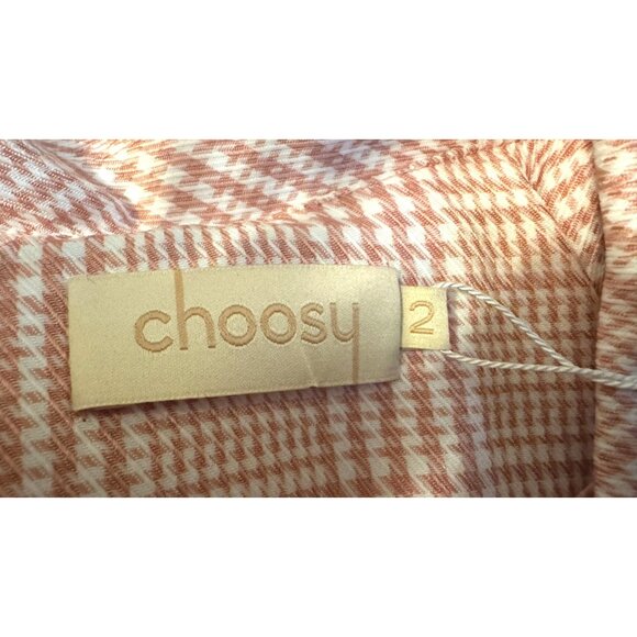 NWT Choosy 2 Pink Plaid Long Sleeve Blazer Dress Deep V Neckline - Picture 6 of 14